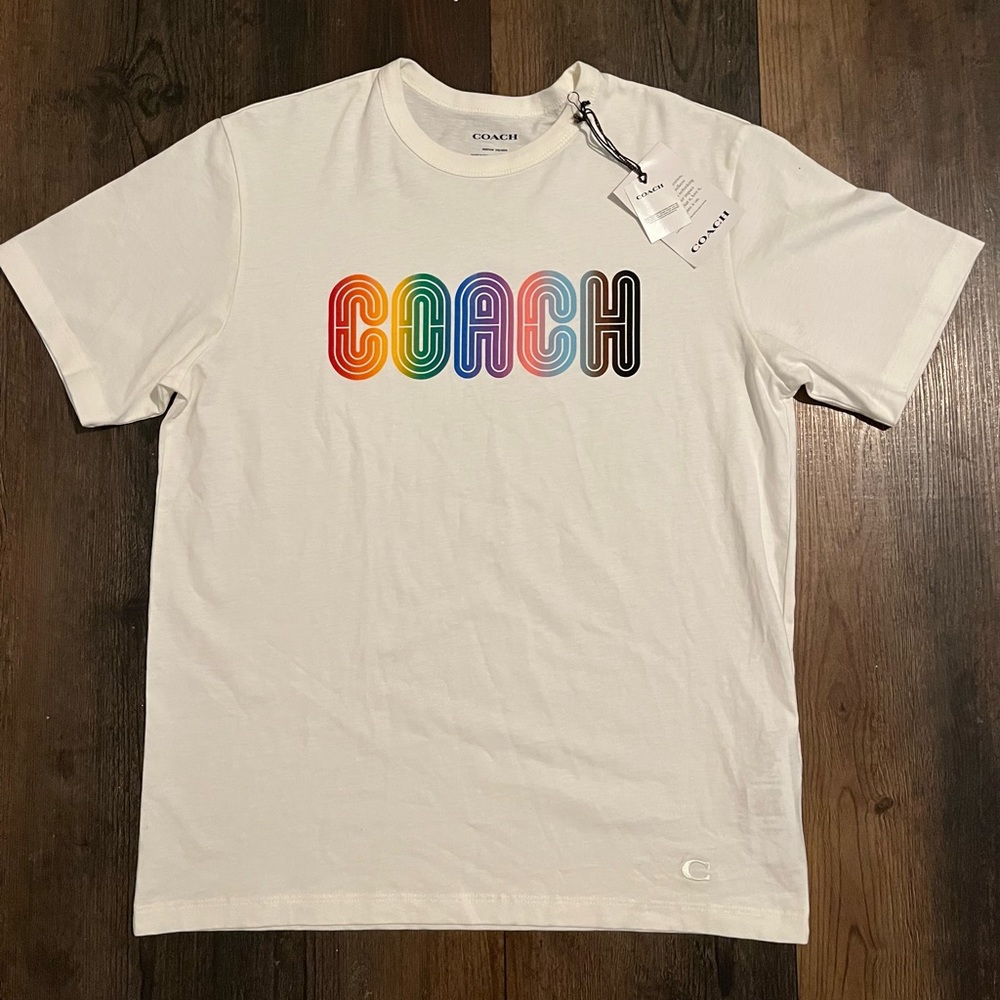 NWT Coach men's Rainbow Signature T Shirt size Medium
